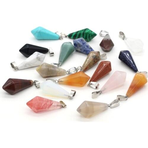 Natural Stone Opal Malachite Agates Pendant Charms for Jewelry Making Necklace Earring Accessories Gifts for Women Men 13x28mm