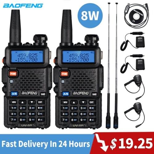 2pcs Baofeng UV-5R Walkie Talkie 8W High Power Walkie Portable Ham CB Radio uv 5r Dual Band FM Transceiver uv5r Two Way Radio