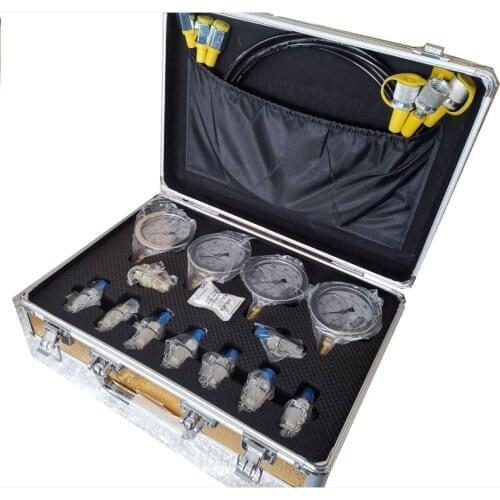 Portable Hydraulic pressure guage Excavator Hydraulic Pressure Test Kit w/ Testing Point Coupling vacuum Coupling and gauge