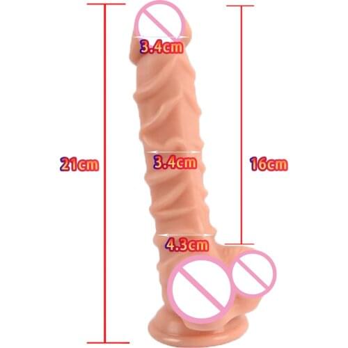 21cm Simulation Flesh Dildo for Women Men Couples Realistic G spot Stimulate Soft Penis Big Suction Cup Sex Toys for Above 18