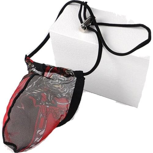 Low Rise Penis Pouch Thin Belt G String Men Mesh Panties Bikini Thong Man Sexy Underwear U Convex Jockstrap Tanga hombre