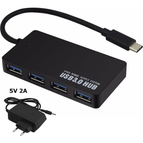 USB-C HUB 3.0 4 Ports OTG USB 3.0 HUB EU/AU/US/UK DC 5V Power Adapter Type C Splitter For Macbook Xiaomi Laptop Accessories