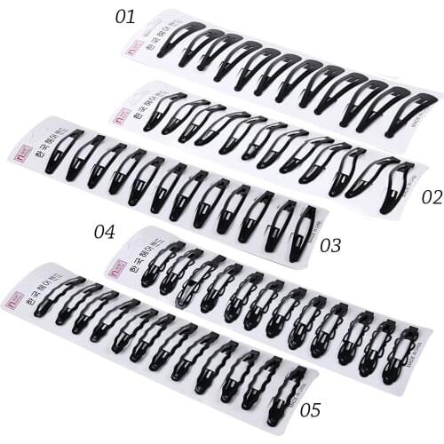 12Pcs/Pack Black Snap Hair Clips Women Girls Hairpins Barrettes Hairgrips Child Headwear Hair Styling Tools Accessories Makeup