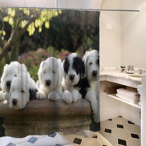 Animals Dog Pictures Shower Curtains for Bathroom High Quality Waterproof Bath Curtain Set Polyester Fabric Bath Decor