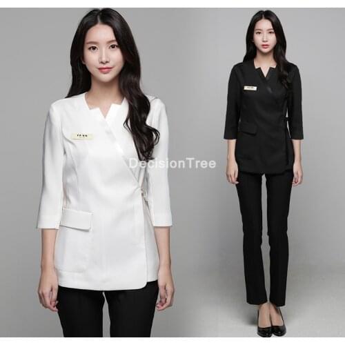 2021 women beauty salon clothing hotel waiter work clothes spa uniform half sleeve sauna foot bath uniforms beautician costume