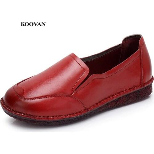 Koovan Mother Leather Shoes 2018 Spring And Autumn Womens Shoes Cowhide Mamas Shoes Non-slip Flats Female Single Women Flat