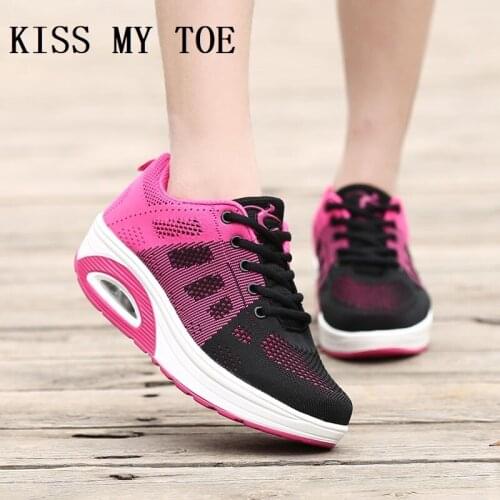 2021 Casual Mesh Breathable Swing Wedges Women Shoes Dance Sneakers Height Increasing Chaussure Femme Platform Ladies Trainers