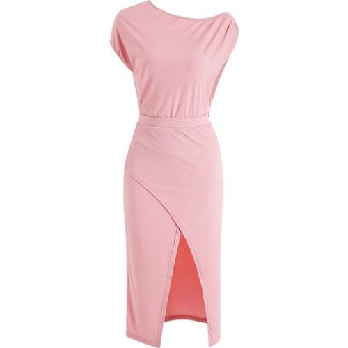 ZC2761 2020 new spring summer women fashion temperament Sexy off-the-shoulder pure color set cheap wholesale