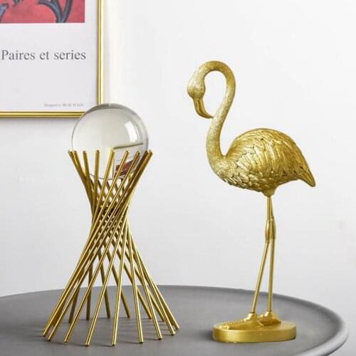 Golden Luxury Modern Metal Crystal Ball Crafts Ornament Living Room Home Decoration Accessories