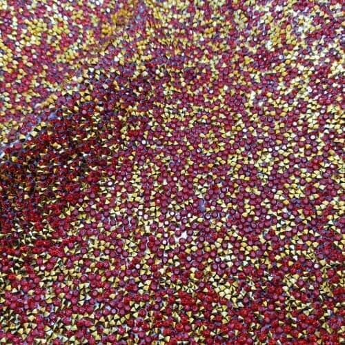 1PC SIZE 20X24CM RED AND YELLOW GOLD Diamond Glitter Leather 2S23A