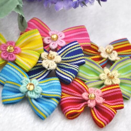 10PCS Fabric Ribbon Flowers Bows Appliques Wedding Deco Lots Mix Bulk B308