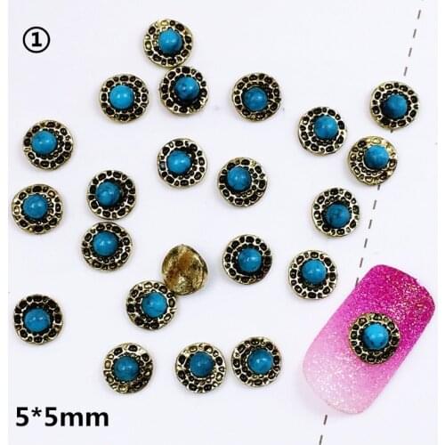 10pcs/bag Japan 3D Nail art Deco Metal Alloy 5mm circle with Resin Beads Nail Parter DIY Charm Nail Tools Supplies