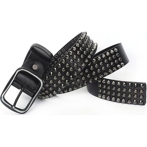 105-125cm Fashion Pin Buckle Hip-hop Men Genuine Leather Rivet Belt 100% Real Leather Strap