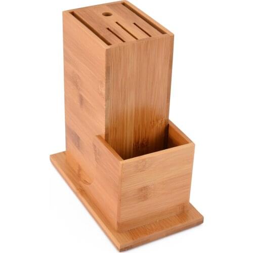 Natural Wood Bamboo Knives Holder Kitchen Utensil Holder Block Storage Rack Organizer Drain Rack Tool Multifunctional