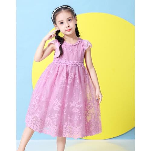 Girls White Lace Flower Embroidery Party Dress Lovely Little Kids Summer Princess Dress Children Fairy Birthday Clothes Vestidos