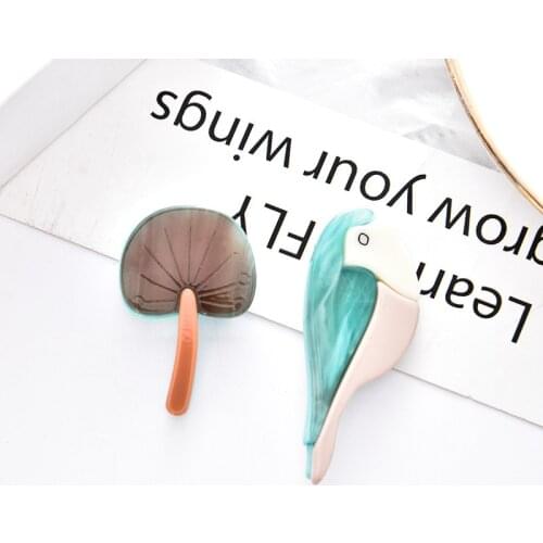 Blucome Kawaii Animal Bird Brooches For Women Girls Gold Color Clothing Accessories Cute Plant Animal Mushroom Brooch