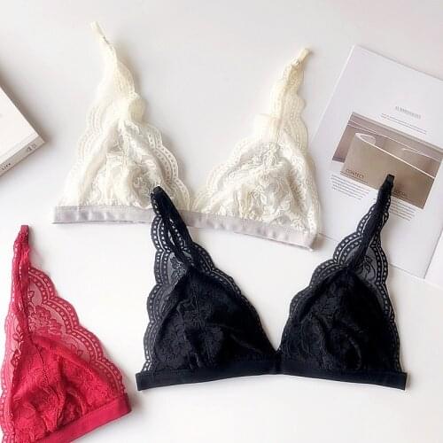 Wriufred Triangle Cup Wire Free Comfort Bra Sexy Lace Sleepwear Women Plus Size Bras Ladies Underwear Deep V Push Up Bralette