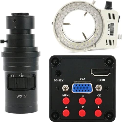 NEW SONY IMX307 CMOS Sensor 1080P HDMI VGA Digital Video Microscope Camera Industrial + FHD 200X 500X C mount Zoom Lens