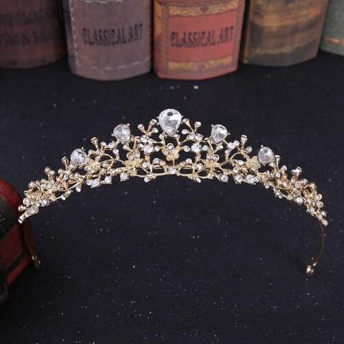 New Korean Fashion Gold/Silver Color Flower Crystal Diadem Headbands Tiaras Crowns de Noiva Bride Wedding Party Hair Accessories