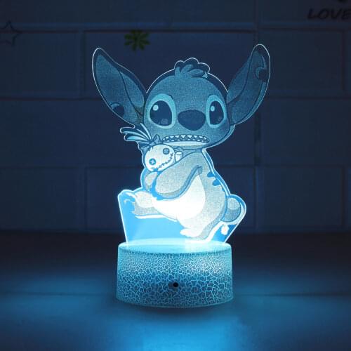 Disney Interstellar Baby Night Light Stitch 3D Small Table Lamp 7/16 Color LED Stand Lamp Decoration Childrens Birthday Gift Toy