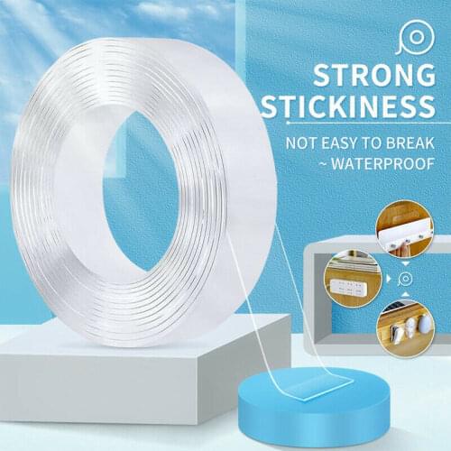 Nano Tape For Bathroom Kitchen Tracsless Double Sided Tape Transparent No Trace Reusable Waterproof Adhesive Tapes Cleanable
