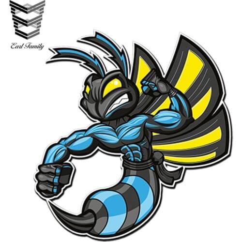 EARLFAMILY 13cm x 11cm Car Styling Blue Hornet Wasp Vinyl Stickers Bike Helmet Motorbike Laptop Decal Waterproof Car Sticker
