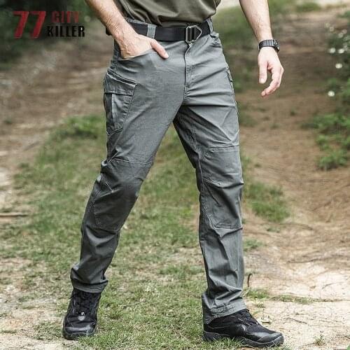 Elasticity Tactical Pants Men Wear-resistant Multi-Pockets Cargo Trousers Male Special Forces Combat Military Cotton Mens Pants