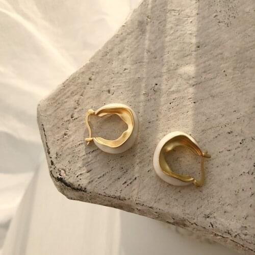 White coconut jewelry Authentic 925 Sterling silver Gold Morocco "U" Shape Geometric Hoop Huggie Earrings TLE884