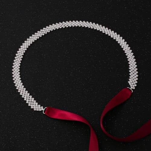 2021 Thin Crystal Chain Bridal Sash Rhinestone Wedding Belt for Women Bridesmaids Formal Prom Evening Dresses
