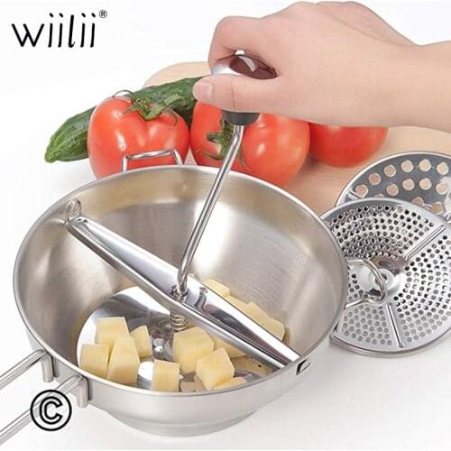 Wiilii Stainless Steel Potato Masher Good Grips Food Mill Cookware For Mashing Straining Grating Fruits Vegetables Mashed Potato
