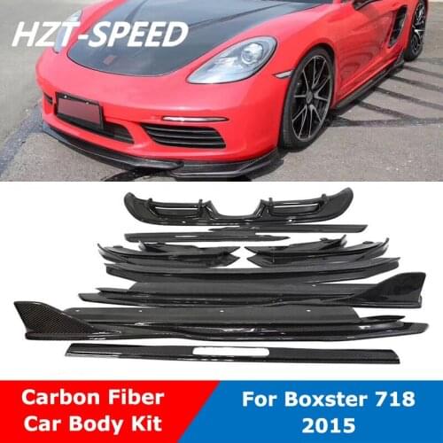 13pcs Car Body Kit Carbon Fiber Front Lip Rear Diffuser Side Skirts Spoiler Side Air Inlet For Porsche Boxster 718 2015