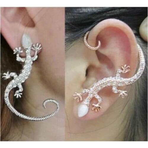 Korean new fashion jewelry crystal earrings luxury exaggerated gecko lizard statement earrings elegant female earrings