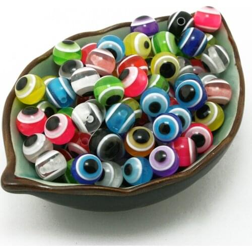 10mm Round Assorted Colors Stripe Resin Evil Eye Beads for Bracelet CN-BSB015-99