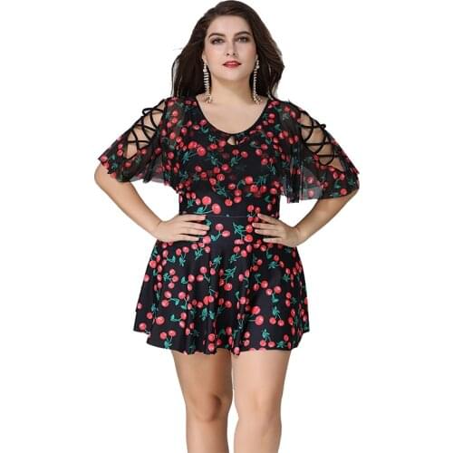 Swim Dresses Women Plus Size Swimsuit Push Up Swimwear Large Sizes Swimming Suit Bathers May Tankini Set 2020 Printed Swimsuits