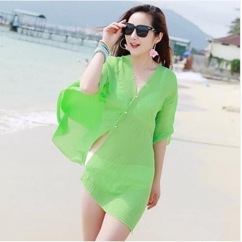 2021 Summer Hot Sale Fashion Beachwear Swimsuit Beach Cover-up Women Chiffon Bikini Cover Ups Dress Swim Wear