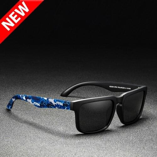 High Quality KDEAM 2021 New Updated Polarized Mens Sunglasses Driving Shades Real Coating Mirror Lens Shark Pattern Temples