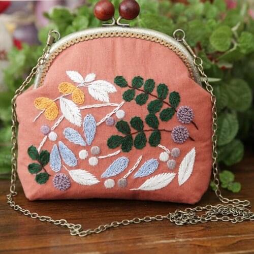 8.5cm DIY Cross Stitch Kits European Flower 3D Embroidery Hand Embroidery Bag Storage Bag Coin Purse