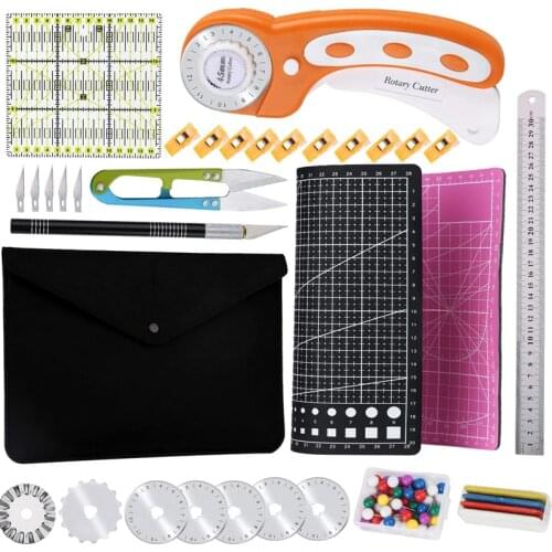 LMDZ 45mm Rotary Cutter Kit With Storage Bag A4 Self-Healing Cutting Mat Acrylic Ruler With Replacement Blades For Cutting Tool