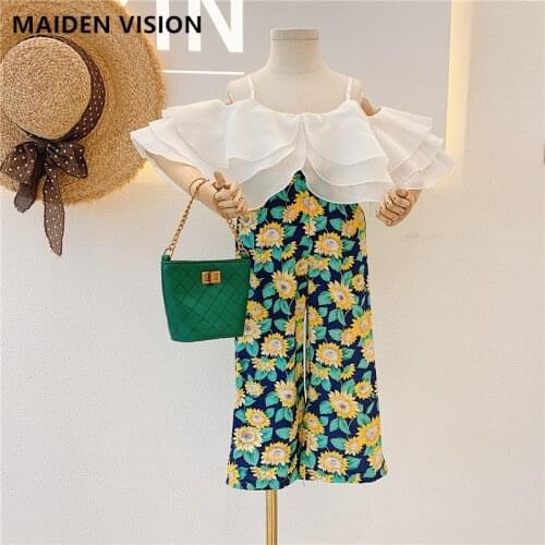 New Arrival Baby girls outfit little girl Fashion 2 Pcs Suit ruffle shirt Top+Printed pants Kids Clothes infant girl Suit 2-8yrs