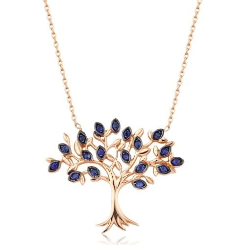 14k Gold Natural Sapphire Tree of Life Necklace PN1991-20