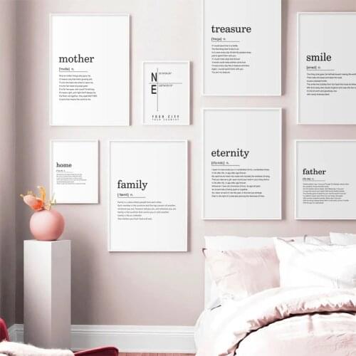 Home Family Smile Definition Quotes Nordic Posters And Prints Wall Art Canvas Painting Wall Pictures For Living Room Decor