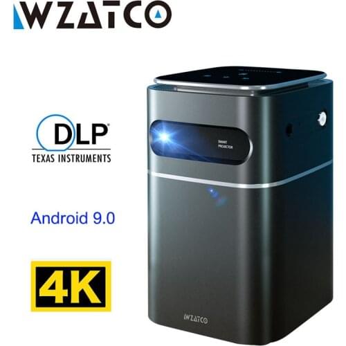 WZATCO A8 DLP Projector Smart Android 9.1 5G WiFi support 1080P Full HD 4K LED Beamer Mini Home Theater HD-in Portable Proyector