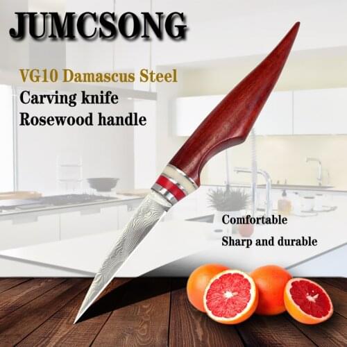 JUNSHENG Handmade Professional Chef Knife VG10 Damascus Steel Multi-function Kitchen 3-inch Carving Knife