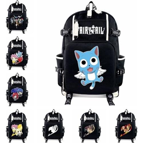 Anime FAIRY TAIL Natsu Happy Backpack Teenages Laptop Bag Men Women Travel Bagpacks Casual Bookbag Teenagers SchoolBag