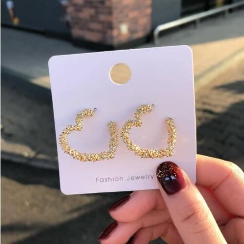 S925 Silver Needle Jewelry Simple Temperament Love Metal Net Red All-match Earring Jewelry Peach Heart Earrings For Women