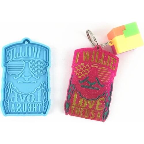 Sunglasses Flag Keychain Epoxy Resin Mold Hanging Pendant Silicone Mould DIY Crafts Jewelry Necklace Casting Tool