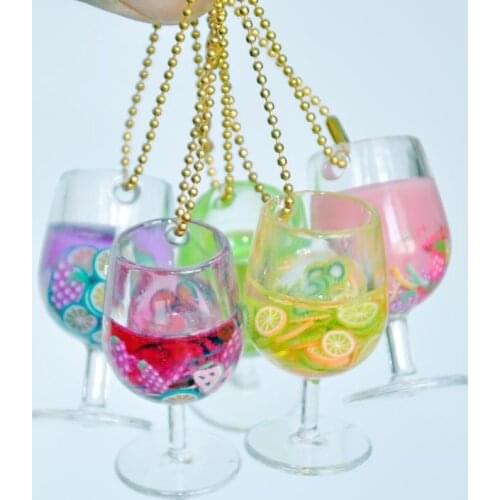 Creative Simulation Wine Bottle Drink Cup Keychain Fashion Car Key Ring Couple Bag Jewelry Pendant Funny Personalized Gifts