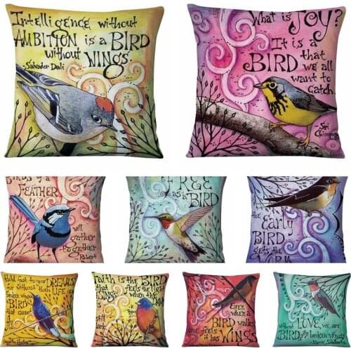 Home Pillow Decoration Love Bird American Art Print Pillowcase Vintage Cushions Decorative Pillow Home Decor Sofathrow Pillows