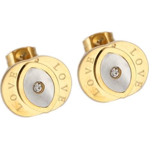High Quality Earings Fashion Jewelry Gold-Color Filled Natural Shell Like Evil Eye Shape Stud Earrings for Women