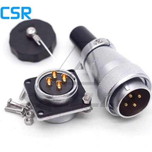 WEIPU WS28 series Waterproof Connector 4pin Plug and Socket, 50A Metal round power cable waterproof connector IP67